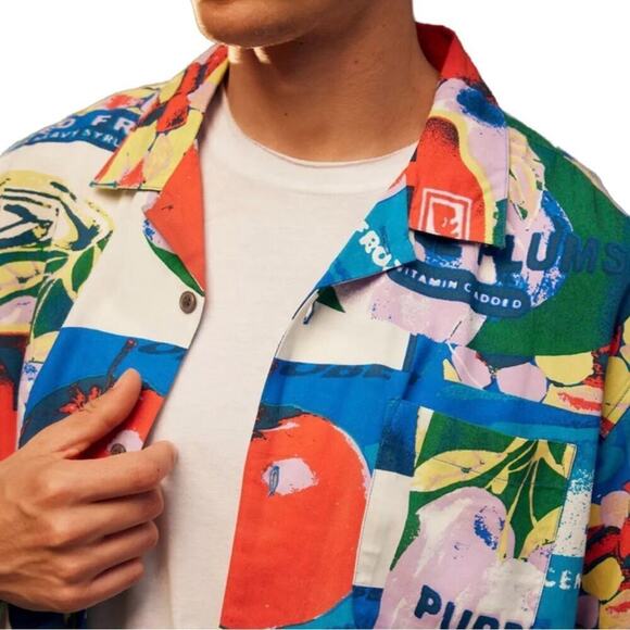 OBEY Fruit Cans Shirt S NWT Graphic Print Camp Collar Festival Streetwear - Picture 4 of 12